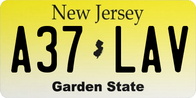 NJ license plate A37LAV