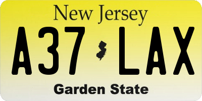NJ license plate A37LAX