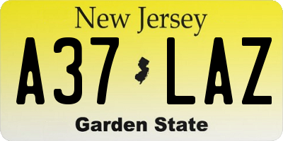 NJ license plate A37LAZ