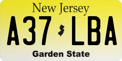 NJ license plate A37LBA