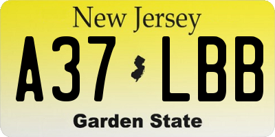 NJ license plate A37LBB
