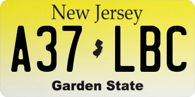 NJ license plate A37LBC