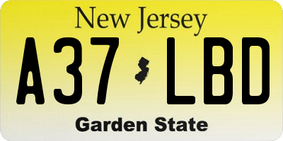 NJ license plate A37LBD