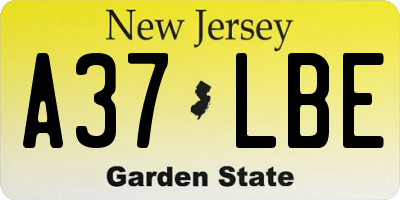 NJ license plate A37LBE