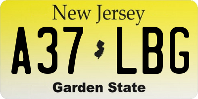 NJ license plate A37LBG