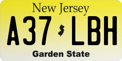 NJ license plate A37LBH