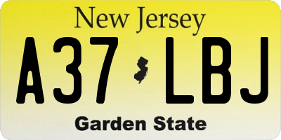 NJ license plate A37LBJ