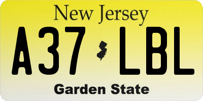 NJ license plate A37LBL