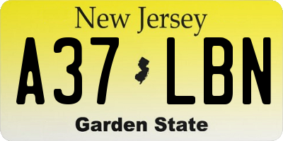 NJ license plate A37LBN