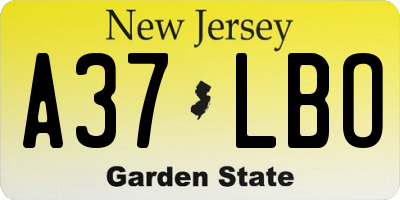 NJ license plate A37LBO