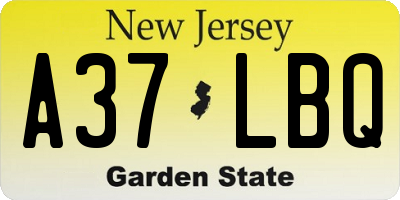 NJ license plate A37LBQ