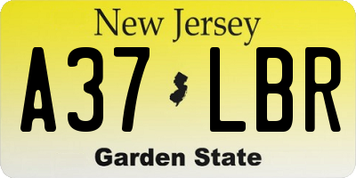 NJ license plate A37LBR