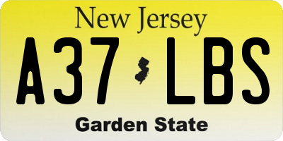 NJ license plate A37LBS