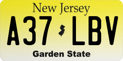 NJ license plate A37LBV