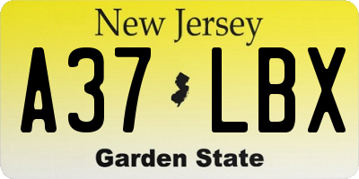 NJ license plate A37LBX