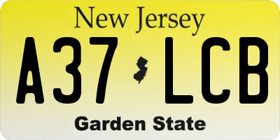 NJ license plate A37LCB