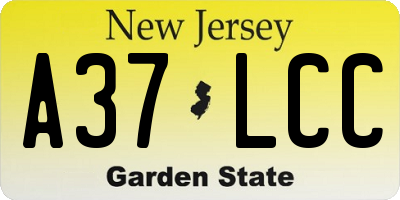 NJ license plate A37LCC