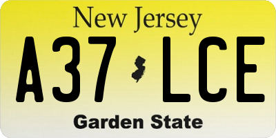 NJ license plate A37LCE