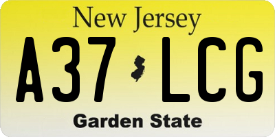 NJ license plate A37LCG