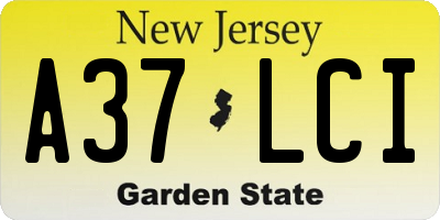 NJ license plate A37LCI