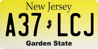 NJ license plate A37LCJ
