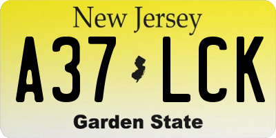 NJ license plate A37LCK