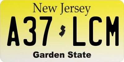 NJ license plate A37LCM