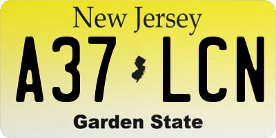 NJ license plate A37LCN