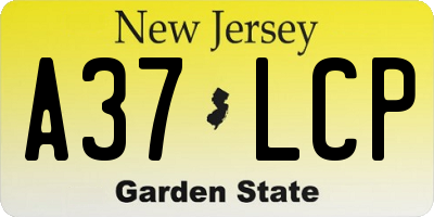 NJ license plate A37LCP