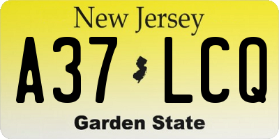 NJ license plate A37LCQ