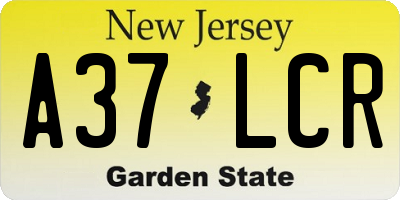NJ license plate A37LCR