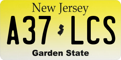 NJ license plate A37LCS