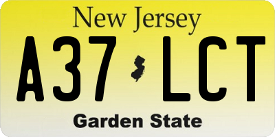 NJ license plate A37LCT