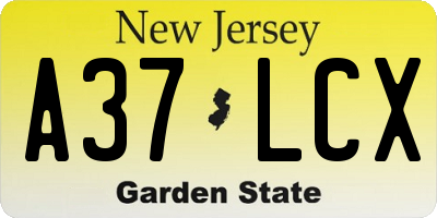 NJ license plate A37LCX