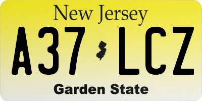NJ license plate A37LCZ