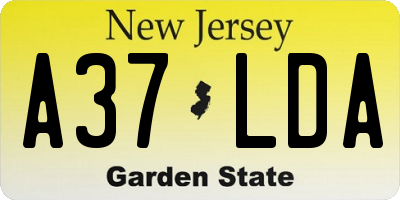 NJ license plate A37LDA