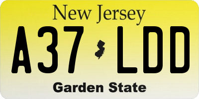 NJ license plate A37LDD