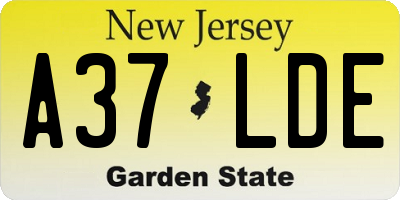 NJ license plate A37LDE