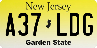NJ license plate A37LDG