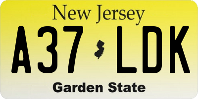 NJ license plate A37LDK