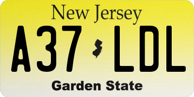NJ license plate A37LDL