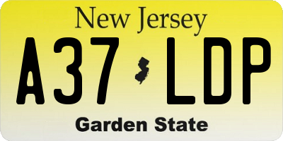 NJ license plate A37LDP