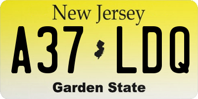 NJ license plate A37LDQ