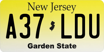 NJ license plate A37LDU