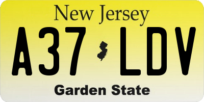 NJ license plate A37LDV