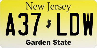NJ license plate A37LDW