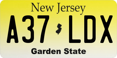 NJ license plate A37LDX