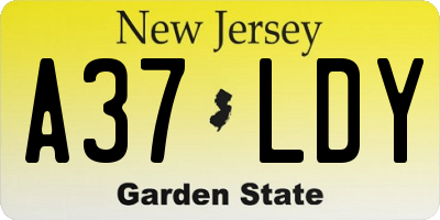 NJ license plate A37LDY