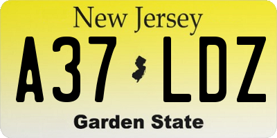 NJ license plate A37LDZ