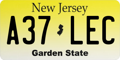 NJ license plate A37LEC